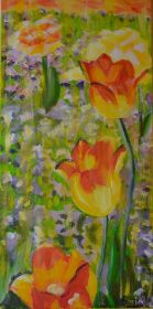 orangene,gelbe Tulpen im bot Garten.jpg